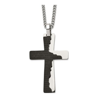Black Stainless Steel Black Cross Necklace