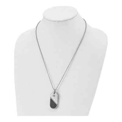 Stainless Steel CZ Dog Tag Pendant Necklace – view 4