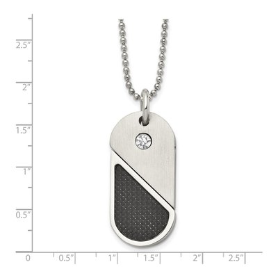 Stainless Steel CZ Dog Tag Pendant Necklace – view 5