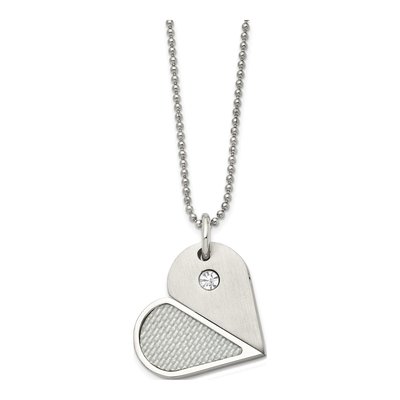 Stainless Steel CZ Dog Tag Pendant Necklace – view 6