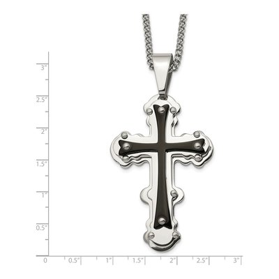 Black Stainless Steel Cross Necklace – view 4