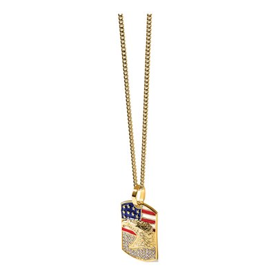Stainless Steel Crystal Eagle Dog Tag Pendant Necklace – view 3