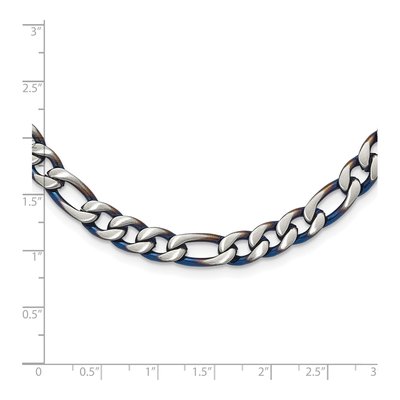Men's Stainless Steel 7.5mm Blue IP Figaro Chain – view 5