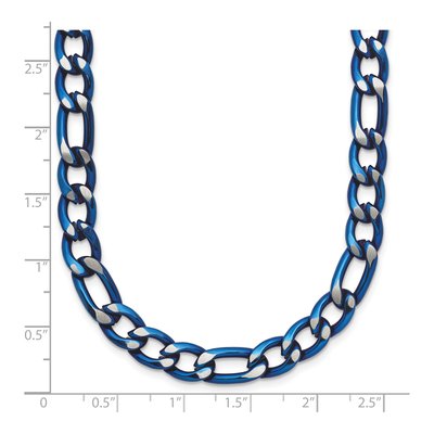 Men's Stainless Steel 7.5mm Blue IP Figaro Chain – view 7