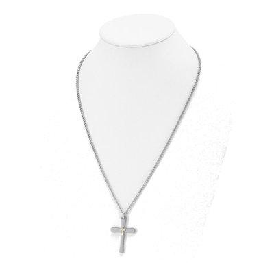 Stainless Steel & 14K Gold Cross Necklace – view 3