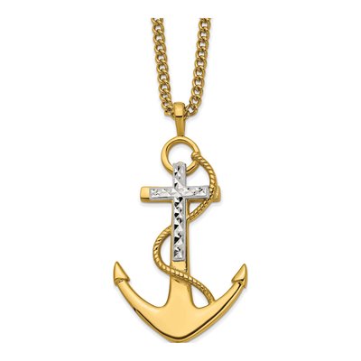 Stainless Steel Cross Anchor Necklace