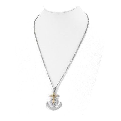 Stainless Steel Anchor Cross Necklace – view 3