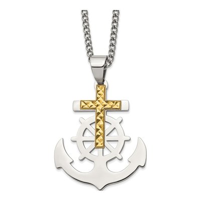 Stainless Steel Anchor Cross Necklace