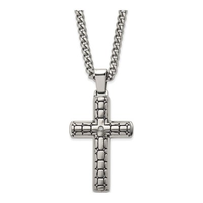 Stainless Steel CZ Cross Necklace
