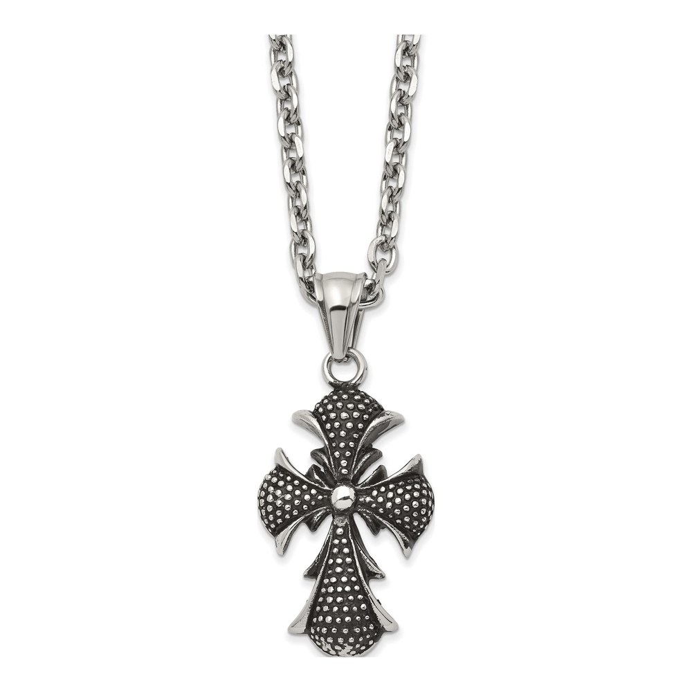 Men's Stainless Steel Cross Necklace, 24 in