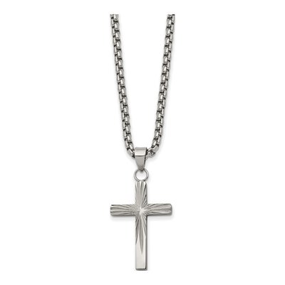 Stainless Steel Sunburst Cross Necklace