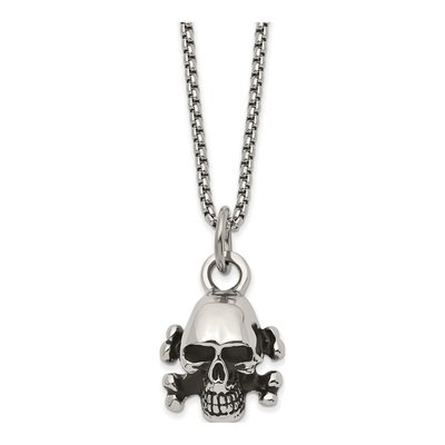 Stainless Steel Skull Crossbones Necklace
