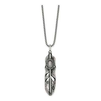 Stainless Steel Feather Necklace – view 3