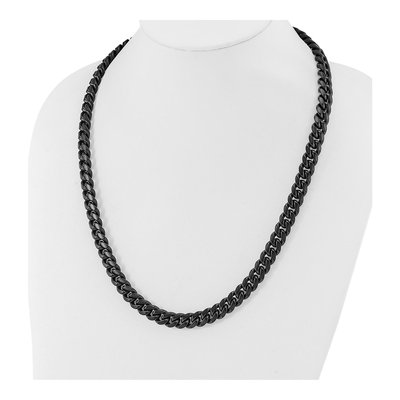 Men's Black Stainless Steel 10mm Curb Chain – view 5