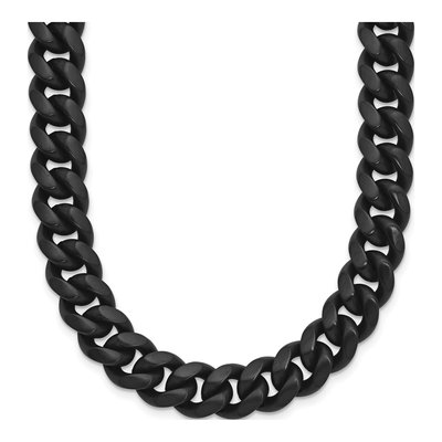Men's Black Stainless Steel 10mm Curb Chain