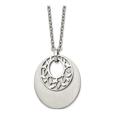 Stainless Steel Flower Cutout Pendant Necklace