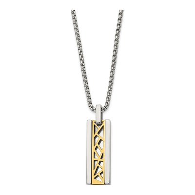 Stainless Steel IP Rectangle Pendant Necklace