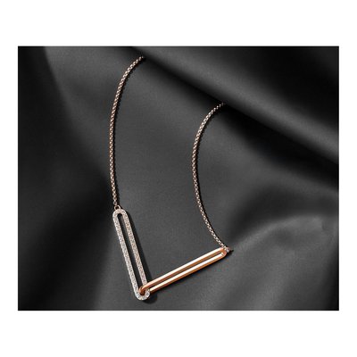 Stainless Steel Crystal IP Interlocking Bar Necklace – view 3