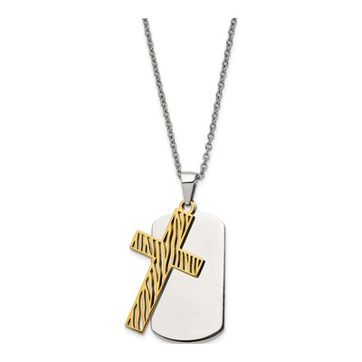 Stainless Steel Cross Dog Tag Necklace – view 3