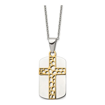 Stainless Steel Cross Dog Tag Necklace
