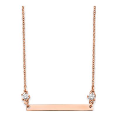 Stainless Steel CZ Bar Necklace