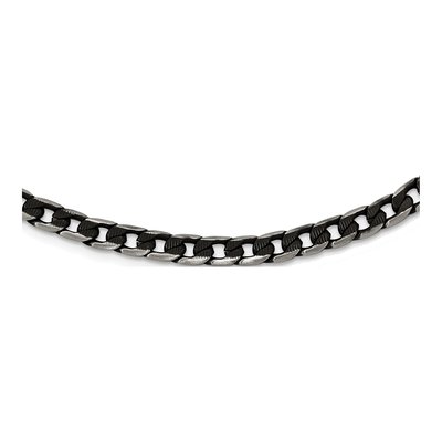 Men's Black Stainless Steel 6.75mm Curb Chain – view 3