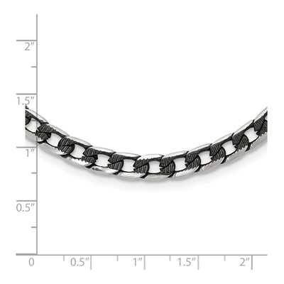 Men's Black Stainless Steel 6.75mm Curb Chain – view 6