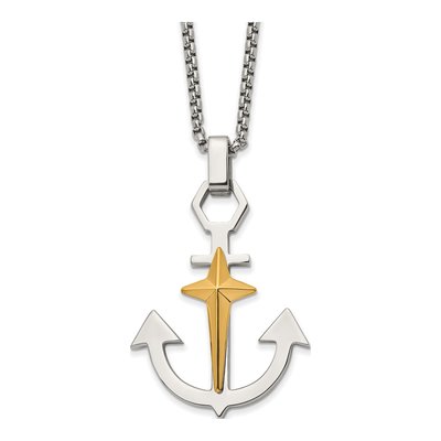 Stainless Steel Anchor Cross Necklace