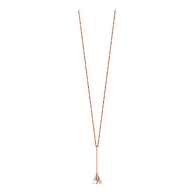 Stainless Steel Simulated Pearl IP Pendant Necklace – view 3