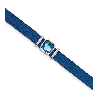 Stainless Steel Crystal Leather Choker Necklace