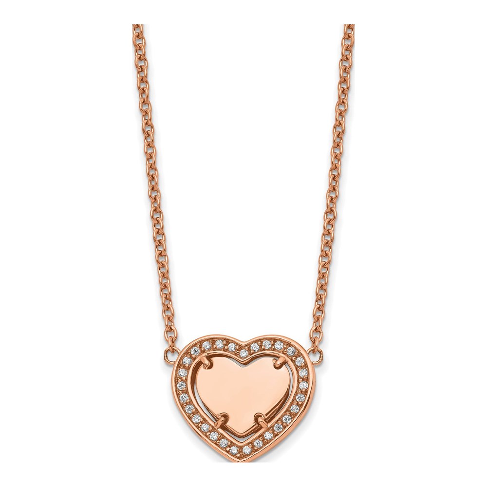 Stainless Steel CZ IP Heart Pendant Necklace