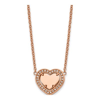 Stainless Steel CZ IP Heart Pendant Necklace