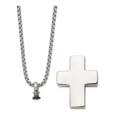 Stainless Steel Reversible Cross Ash Holder Necklace – view 3