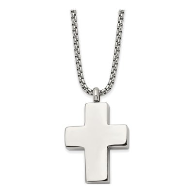 Stainless Steel Reversible Cross Ash Holder Necklace