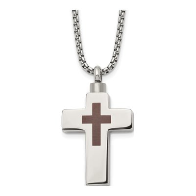 Stainless Steel Cross Ash Holder Necklace