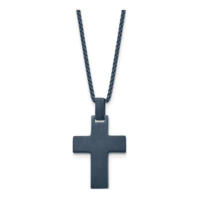 Stainless Steel Dark Grey Cross Necklace