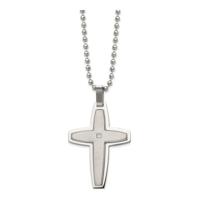 Stainless Steel CZ Cross Necklace