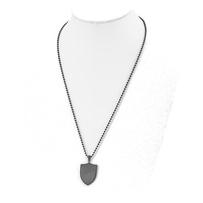 Black Stainless Steel Shield Pendant Necklace – view 3