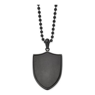Black Stainless Steel Shield Pendant Necklace