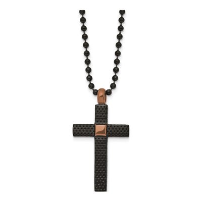 Stainless Steel Black Brown Cross Necklace