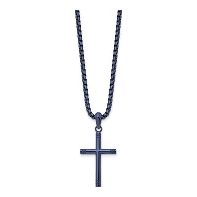 Stainless Steel Dark Grey Cross Necklace – view 3