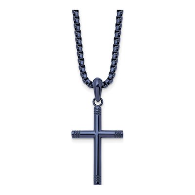 Stainless Steel Dark Grey Cross Necklace