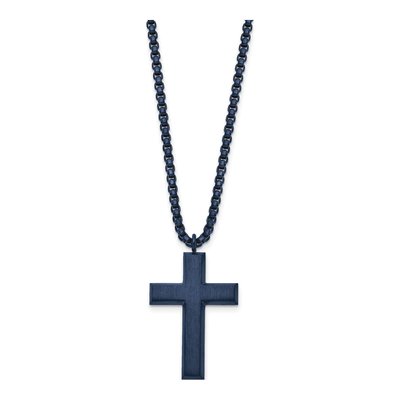 Stainless Steel Grey IP Cross Necklace – view 3