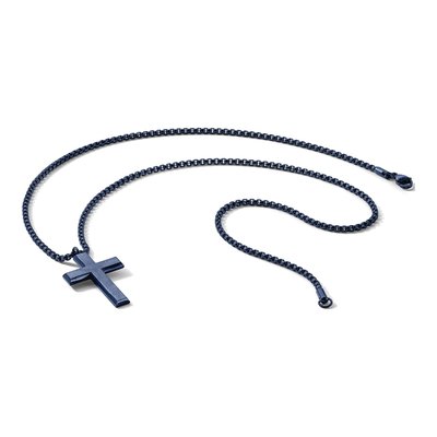 Stainless Steel Grey IP Cross Necklace – view 4