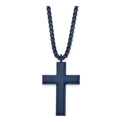 Stainless Steel Grey IP Cross Necklace