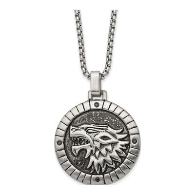 Stainless Steel CZ Chimera Box Necklace