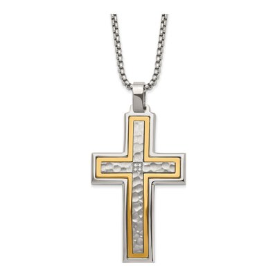 Stainless Steel CZ Cross Necklace