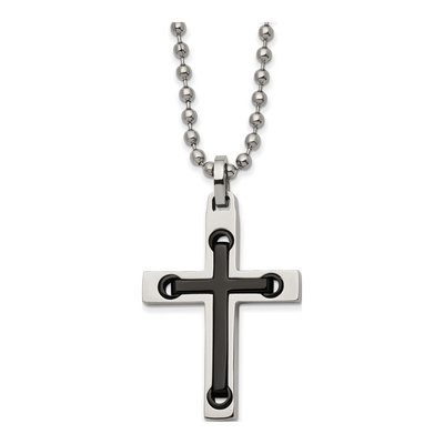 Black Stainless Steel Black Cross Necklace
