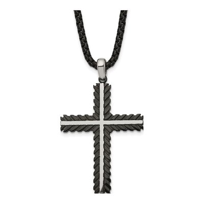 Black Stainless Steel Cross Necklace