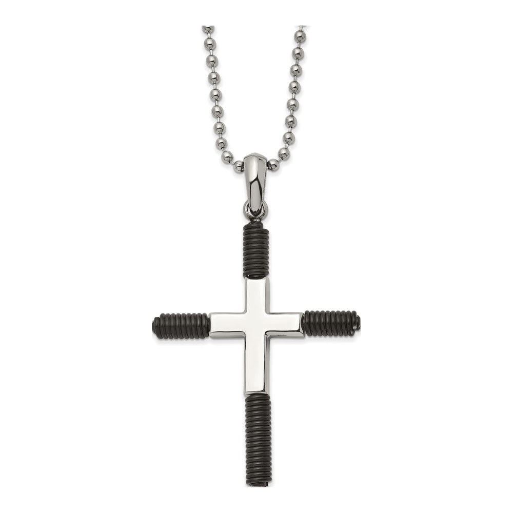 Black Stainless Steel Black Cross Necklace